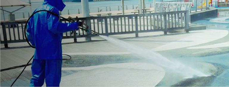 路面洗浄の様子