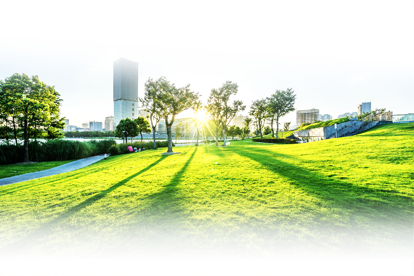 ビルと自然の背景